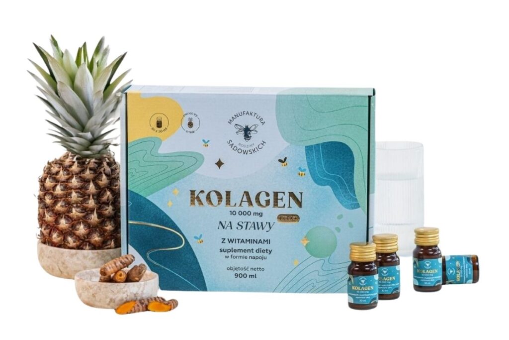 Zdjęcie przedstawia kolagen Pasieka Sadowskich Kolagen Flex+ na stawy 10 000 mg