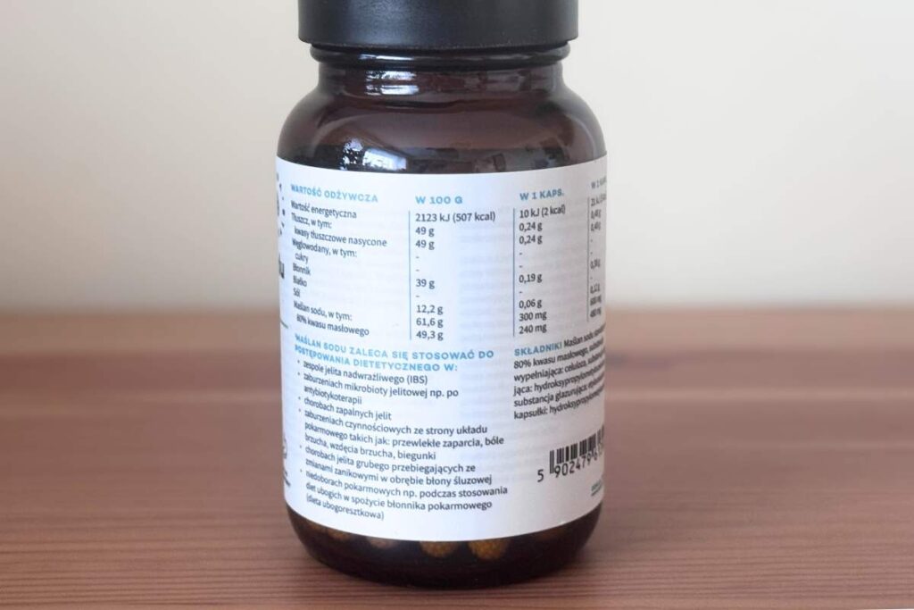 Skład maślanu sodu Aura Herbals 600 mg