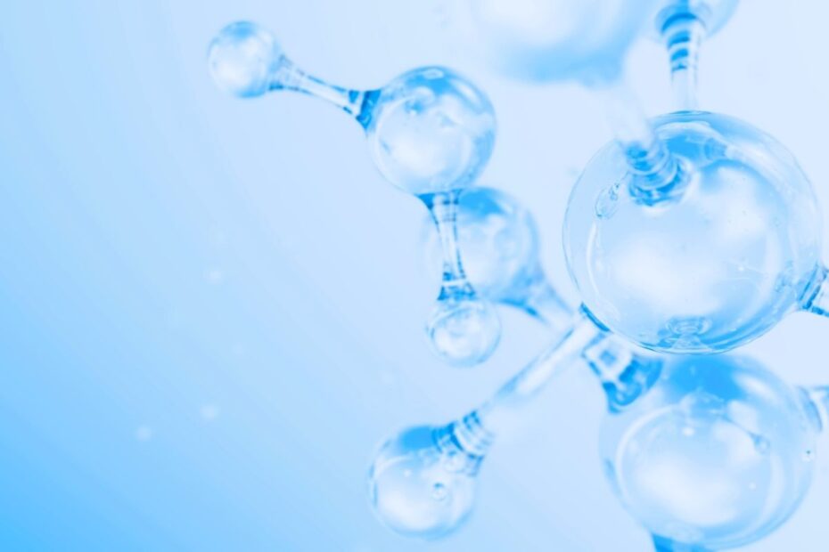 Grafika przedstawia abstrakcyjną wizualizację cząsteczek kolagenu w skórze