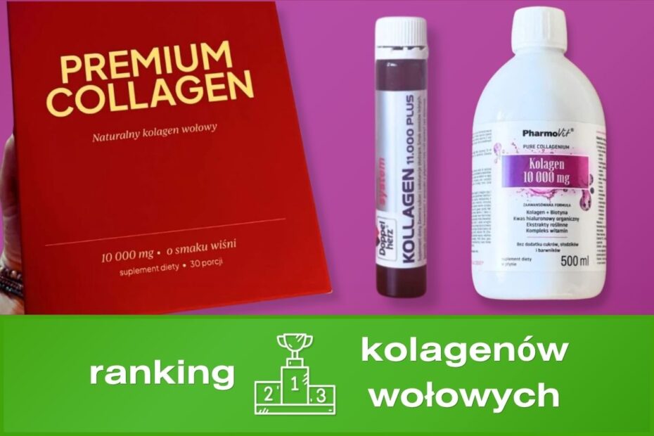 Grafika przedstawia ranking trzech kolagenów wołowych